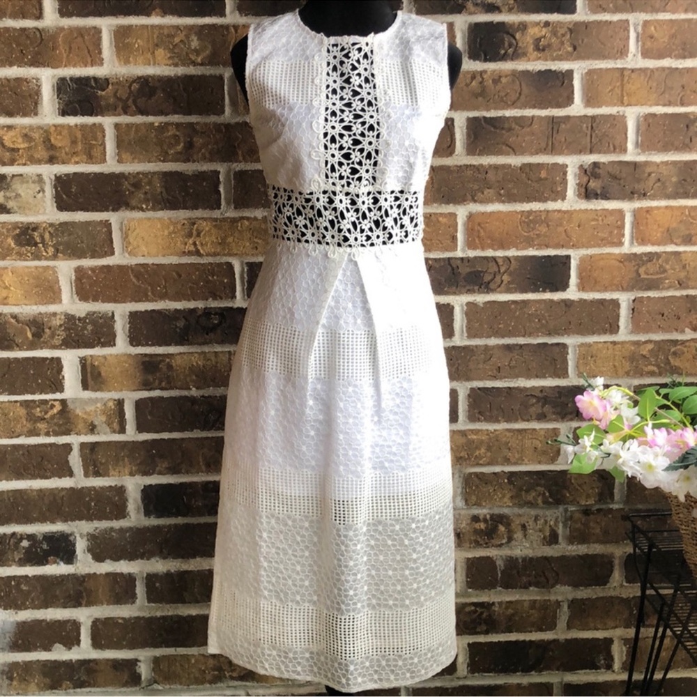 ASOS White Cotton Lace Sleeveless Dress